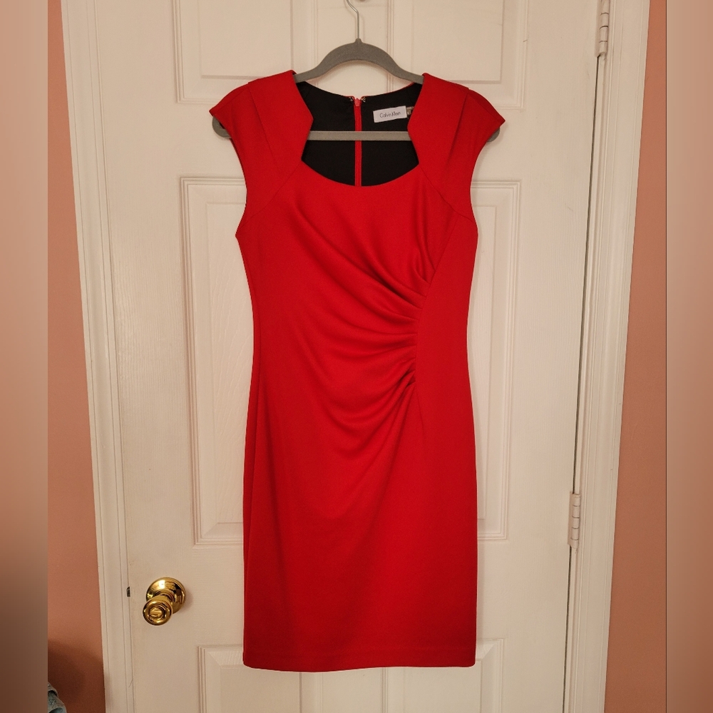Calvin Klein Red Cap Sleeve Mini Dress